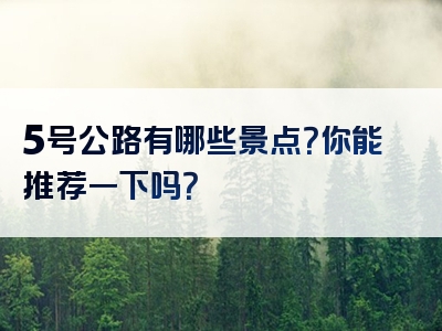 5号公路有哪些景点？你能推荐一下吗？