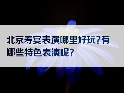 北京寿宴表演哪里好玩？有哪些特色表演呢？