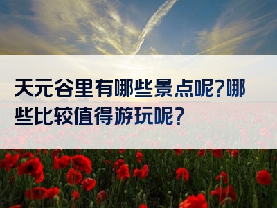 天元谷里有哪些景点呢？哪些比较值得游玩呢？