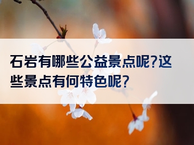 石岩有哪些公益景点呢？这些景点有何特色呢？