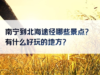 南宁到北海途径哪些景点？有什么好玩的地方？