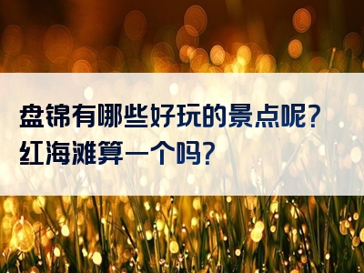 盘锦有哪些好玩的景点呢？红海滩算一个吗？