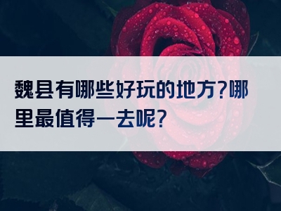 魏县有哪些好玩的地方？哪里最值得一去呢？