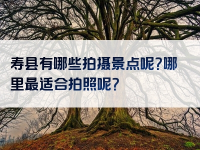 寿县有哪些拍摄景点呢？哪里最适合拍照呢？