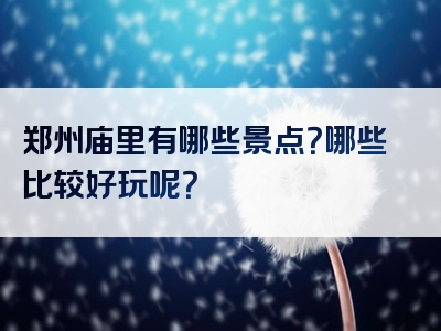 郑州庙里有哪些景点？哪些比较好玩呢？