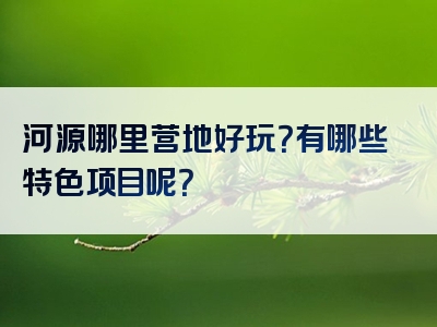 河源哪里营地好玩？有哪些特色项目呢？