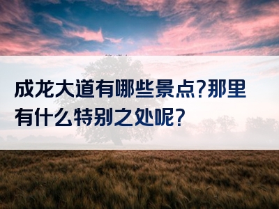 成龙大道有哪些景点？那里有什么特别之处呢？