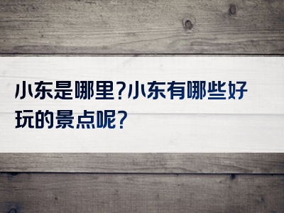 小东是哪里？小东有哪些好玩的景点呢？