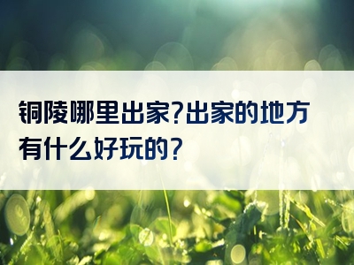 铜陵哪里出家？出家的地方有什么好玩的？