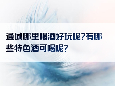 通城哪里喝酒好玩呢？有哪些特色酒可喝呢？