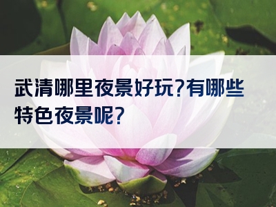 武清哪里夜景好玩？有哪些特色夜景呢？
