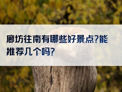 廊坊往南有哪些好景点？能推荐几个吗？