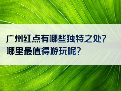 广州红点有哪些独特之处？哪里最值得游玩呢？
