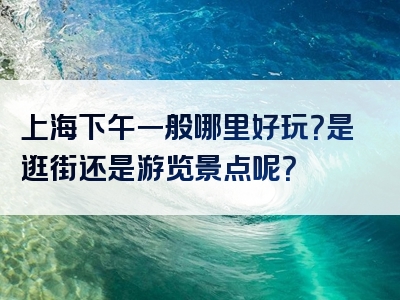 上海下午一般哪里好玩？是逛街还是游览景点呢？