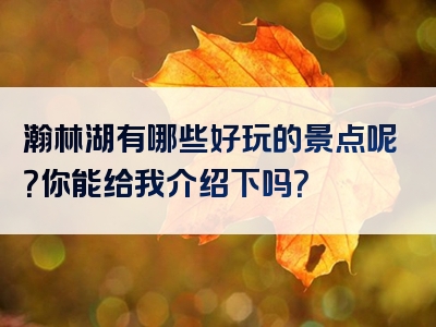 瀚林湖有哪些好玩的景点呢？你能给我介绍下吗？