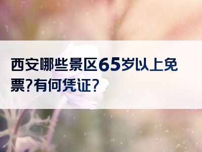 西安哪些景区65岁以上免票？有何凭证？