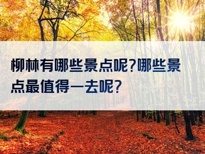 柳林有哪些景点呢？哪些景点最值得一去呢？