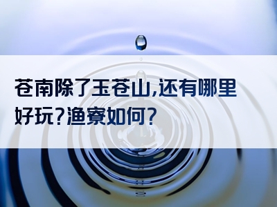 苍南除了玉苍山，还有哪里好玩？渔寮如何？