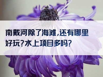 南戴河除了海滩，还有哪里好玩？水上项目多吗？