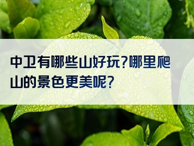 中卫有哪些山好玩？哪里爬山的景色更美呢？