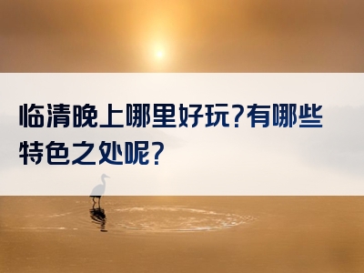 临清晚上哪里好玩？有哪些特色之处呢？