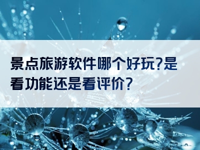 景点旅游软件哪个好玩？是看功能还是看评价？