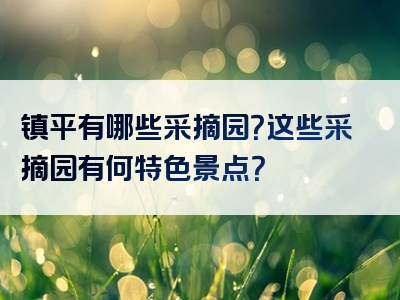 镇平有哪些采摘园？这些采摘园有何特色景点？