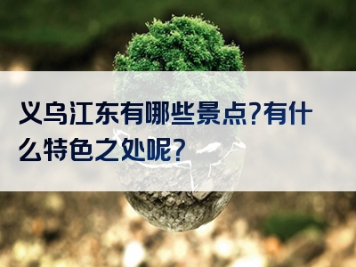 义乌江东有哪些景点？有什么特色之处呢？