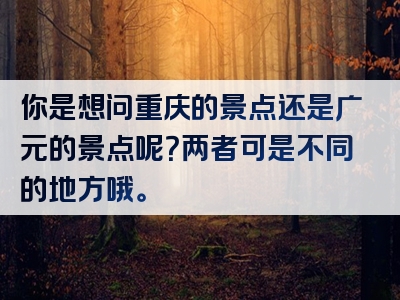 你是想问重庆的景点还是广元的景点呢？两者可是不同的地方哦。