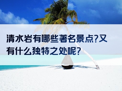 清水岩有哪些著名景点？又有什么独特之处呢？