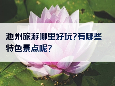 池州旅游哪里好玩？有哪些特色景点呢？