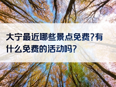 大宁最近哪些景点免费？有什么免费的活动吗？