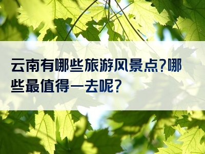 云南有哪些旅游风景点？哪些最值得一去呢？
