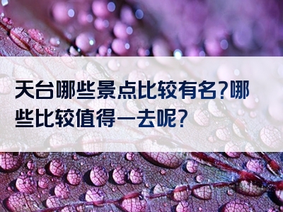 天台哪些景点比较有名？哪些比较值得一去呢？