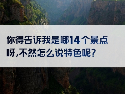 你得告诉我是哪14个景点呀，不然怎么说特色呢？