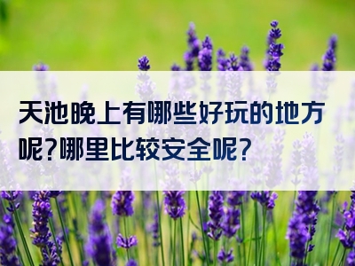 天池晚上有哪些好玩的地方呢？哪里比较安全呢？