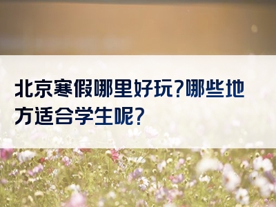 北京寒假哪里好玩？哪些地方适合学生呢？