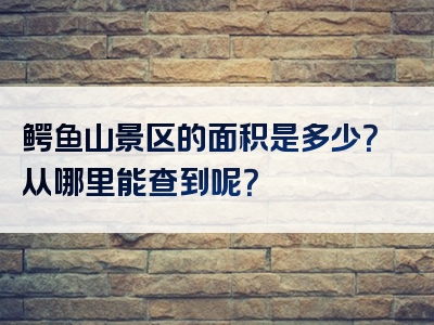 鳄鱼山景区的面积是多少？从哪里能查到呢？