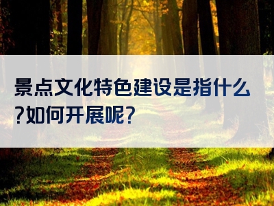 景点文化特色建设是指什么？如何开展呢？