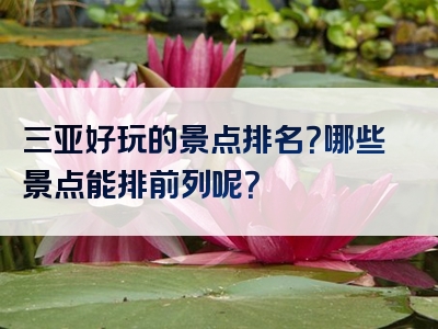 三亚好玩的景点排名？哪些景点能排前列呢？