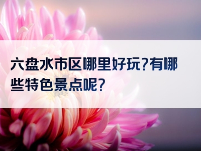 六盘水市区哪里好玩？有哪些特色景点呢？