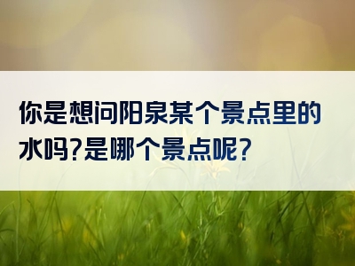你是想问阳泉某个景点里的水吗？是哪个景点呢？
