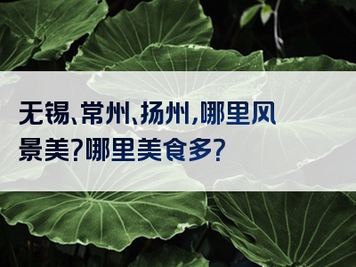 无锡、常州、扬州，哪里风景美？哪里美食多？