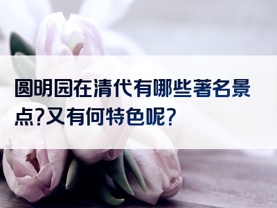 圆明园在清代有哪些著名景点？又有何特色呢？