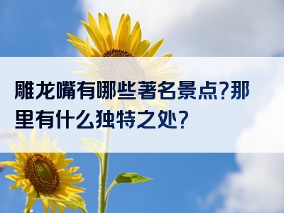 雕龙嘴有哪些著名景点？那里有什么独特之处？