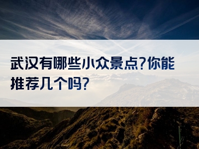 武汉有哪些小众景点？你能推荐几个吗？