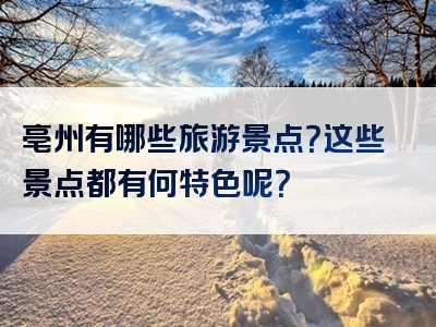 亳州有哪些旅游景点？这些景点都有何特色呢？