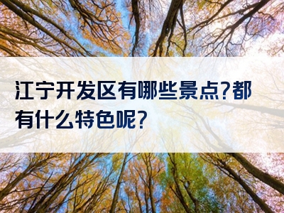 江宁开发区有哪些景点？都有什么特色呢？