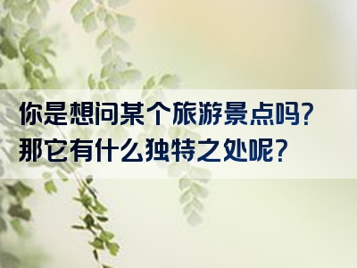 你是想问某个旅游景点吗？那它有什么独特之处呢？