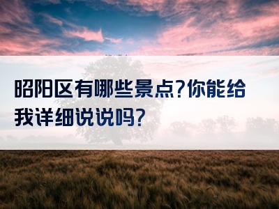 昭阳区有哪些景点？你能给我详细说说吗？